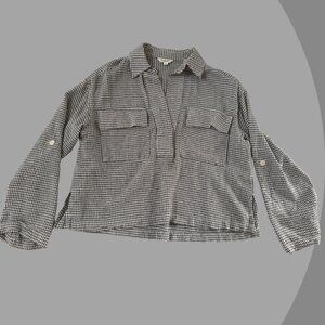 MAX STUDIO Women's Black/White Checkered Top, XS